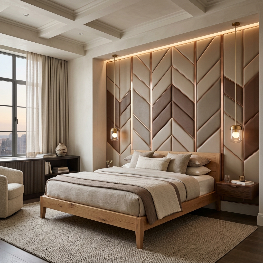 Bespoke Geometric Wall Paneling and Headboards